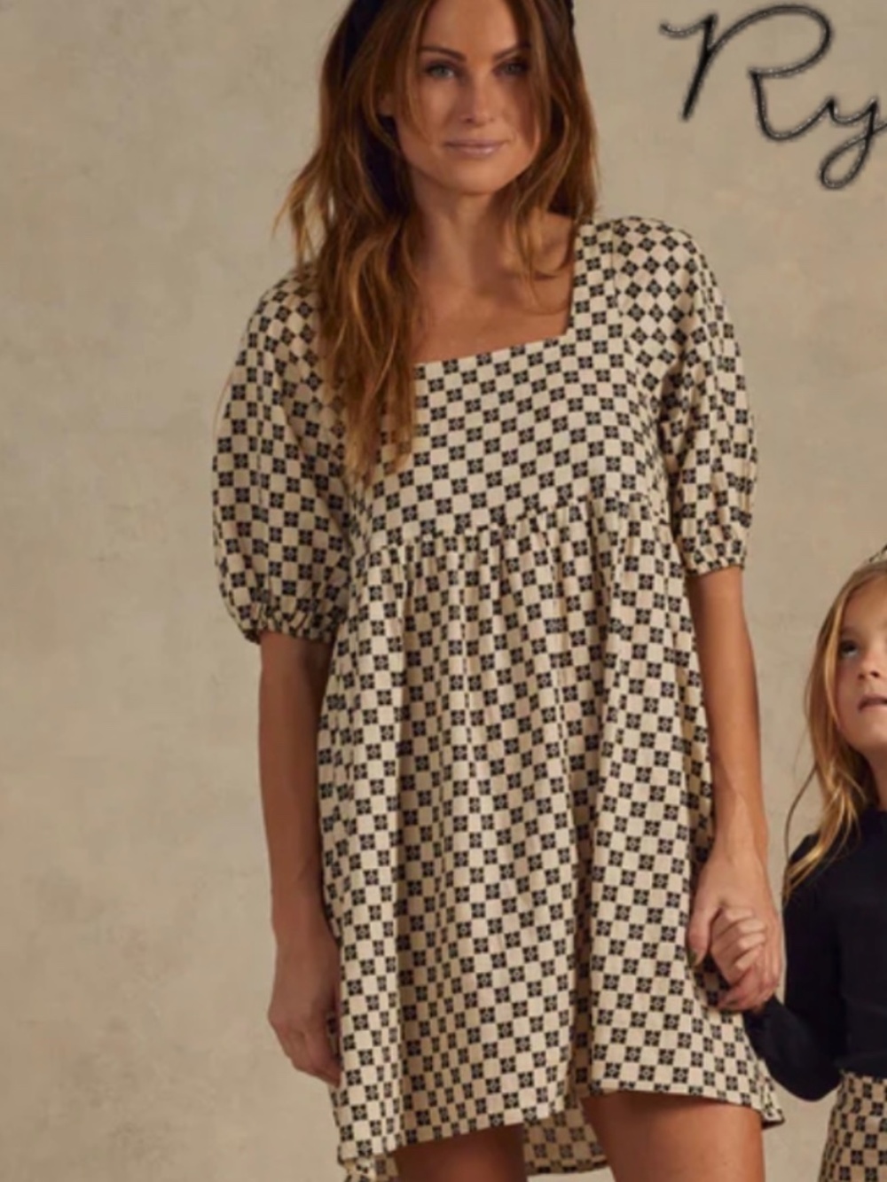 Rylee + Cru Babydoll Mini Dress | Black White Print | Womens Size S | Like New